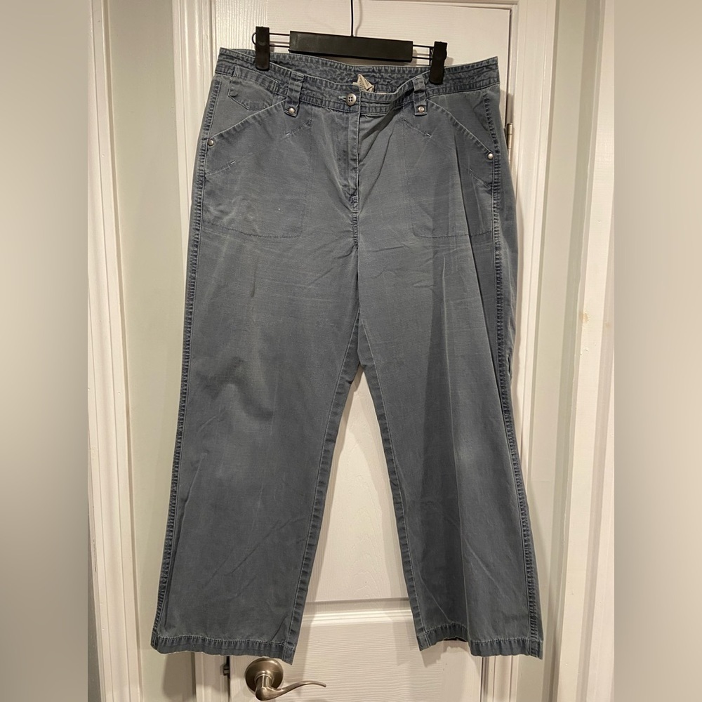 L.L. Bean Size 16P Blue Rip Stop Outdoor Hiking Pants Straight Leg Zip Up
